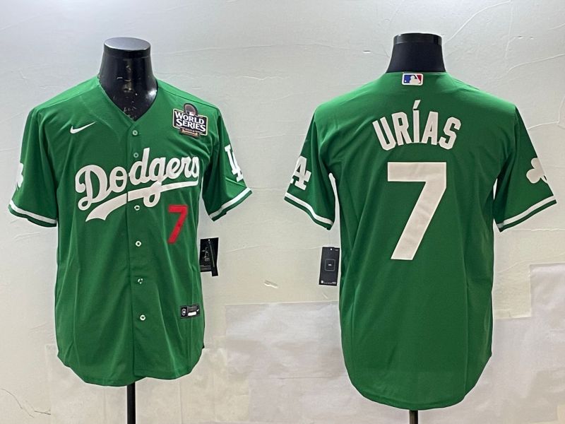 Men Los Angeles Dodgers 7 Urias Green Fashion 2025 Nike MLB Jersey style 3